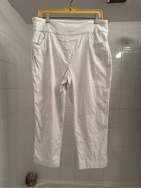 Simons White Cropped Pull-On Straight-Leg Pants
